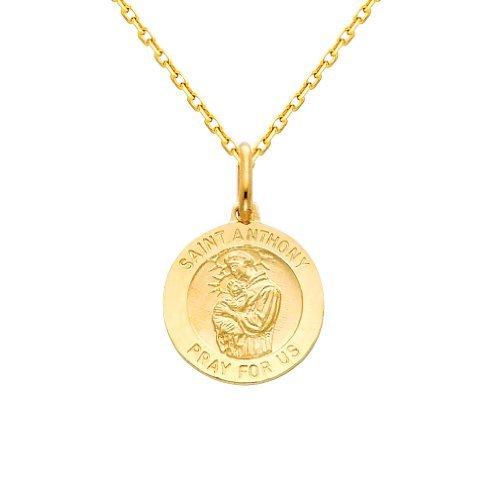特売 14 K黄色ゴールド宗教saint Anthonyメダルペンダントwith 1 2 Mmケーブルチェーンネックレス 並行輸入品 予約販売品 Www Ladislexia Net