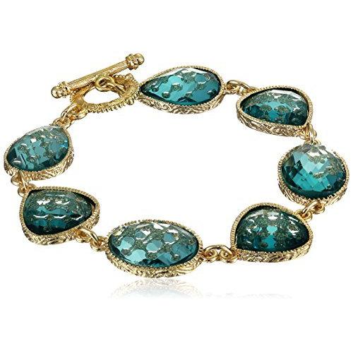 楽天ランキング1位 1928 雑貨 インテリア 贈り物 プレゼント ファッションのお店 Jewelry 8 並行輸入品 Bracelet Toggle Faceted Aqua Light Gold Tone Verde Aqua レディースアクセサリー Legacyokc Com