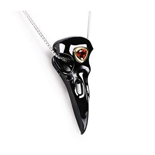 Sale 公式通販 黒黒曜石のスカリスネックレスクリスタルレイヴンスカルペンダントガーネット 925スターリングシル 60 Off Newvisionhouseofhope Com