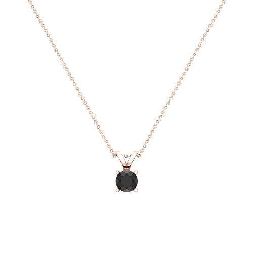 2021春の新作 1/3 ct tw Natural Black Round Brilliant Diamond Solitaire Pendant Necklace 14K Rose Gold【並行輸入品】 ネックレス、ペンダント