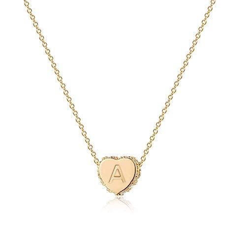 上質で快適 14K Chain Dainty Pave CZ Diamond Choker Necklace Heart Initial Gold Tiny Fettero Gold for Gift Jewelry Personalized Simple Minimalist Filled ネックレス、ペンダント
