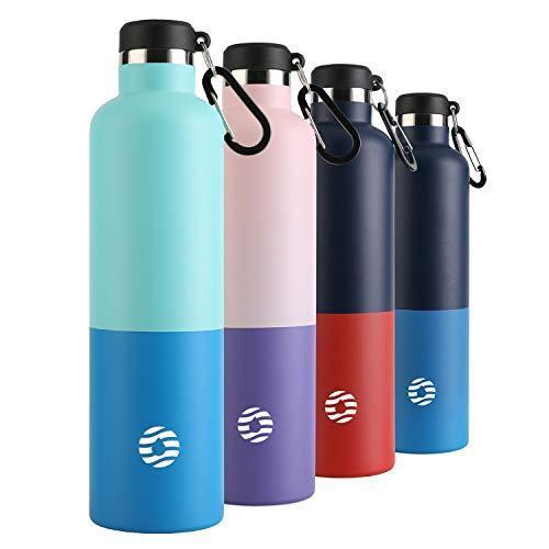 FJbottle 34 oz Stainless Steel Water Bottle Wide Mouth Lids with Durable Carry Case, Keeps Liquids Hot or Cold, Double Wall Insulated Sweat