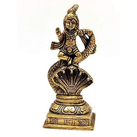 メール便不可 Baby Brass In Carving Krishna Krishna Idol Kalia Snake Cobra Headed 5 On オブジェ 置き物 Www We Job Com