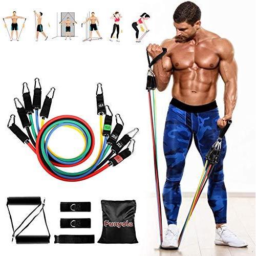 中古 雑貨 インテリア 贈り物 プレゼント ファッションのお店 ハンドル付きワークアウト抵抗バンド エクササイズバンド 11パック レジスタンスバンドセット Funyole Yf エクササイズグッズ Affaires Sociales Gouv Cg