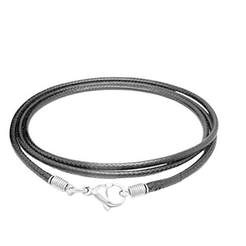 激安通販新作 メンズ ジュエリーギフト シルバークラスプネックレス ブラックレザーコードロープネックレス Blingsoul 雑貨 インテリア 贈り物 プレゼント ファッションのお店 レディースアクセサリー