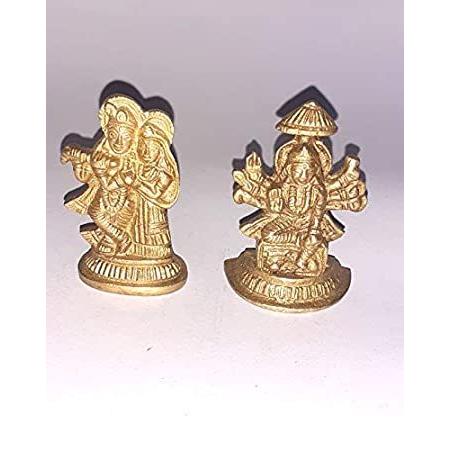 人気新品 ハンドメイド ガネーシャ像 ヒンズー教の神 ソリッド真鍮 材料の下に立った ラダークリシュナ像 ゴッドアイドル 2 真鍮 ショー ホーム装飾 宗教彫刻 オブジェ、置き物