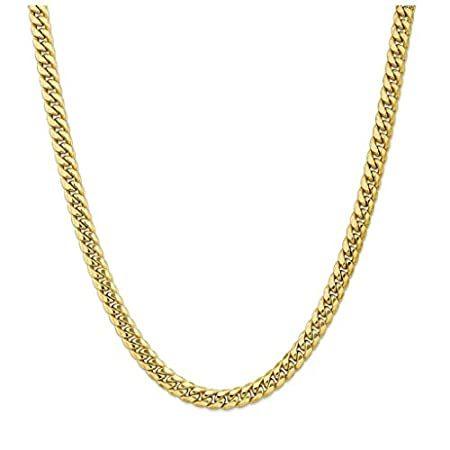 誕生日プレゼント Hollow 7.3mm Gold Yellow 10K 26" Miami Necklace Chain Cuban ネックレス、ペンダント