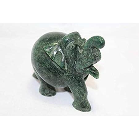【予約販売】本 Handmade Figurine Gems Rajasthan Carved S Elephant Stone Jade Green Natural オブジェ、置き物