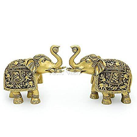 価格は安く Vedic Vaani Brass Metal Antique Elephant Showpiece Fortunate Gajraj Statue その他インテリア雑貨、小物