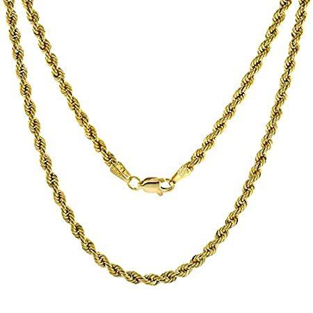 ブランド雑貨総合 Genuine inch 30 Women and Men for Necklace Chain Rope Hollow 3mm Gold 10k ネックレス、ペンダント