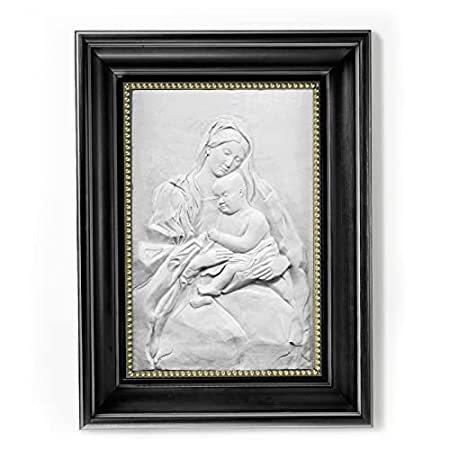 新作商品 BAOSUMEI 手彫り 聖母マリア像 額入りポートレート グアダルーペの聖母像 バスリリーフ樹脂彫刻 壁装飾 16.5インチ x 12.5インチ オブジェ、置き物