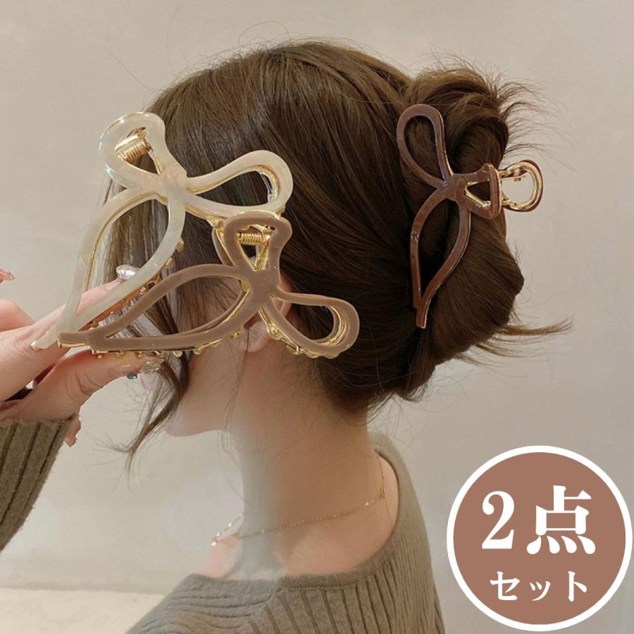ヘアクリップ 2点セット バンスクリップ ヘアアクセサリー リボン