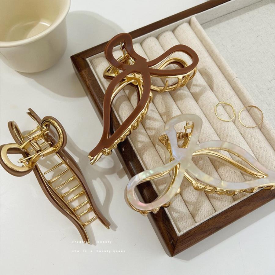 ヘアクリップ 2点セット バンスクリップ ヘアアクセサリー リボン