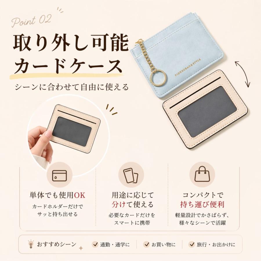 パスケース カードケース 定期入れ 小銭入れ スリム カードキー