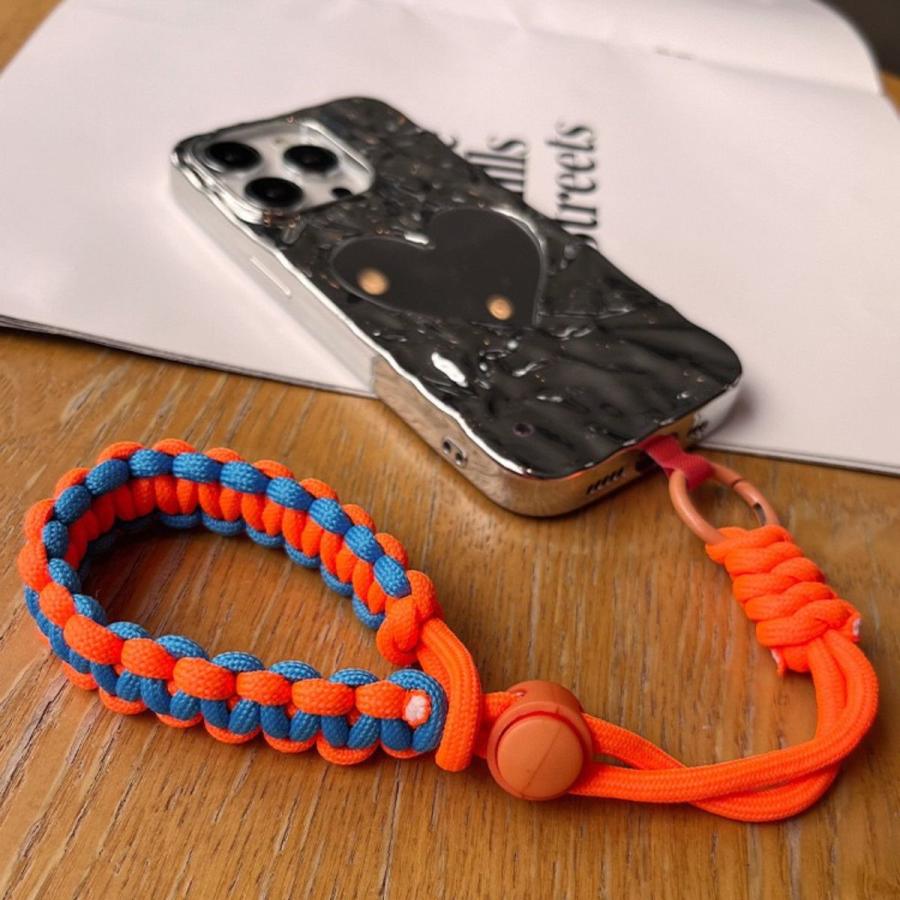 スマホストラップ 編み込み マルチカラー ショートストラップ 落下防止