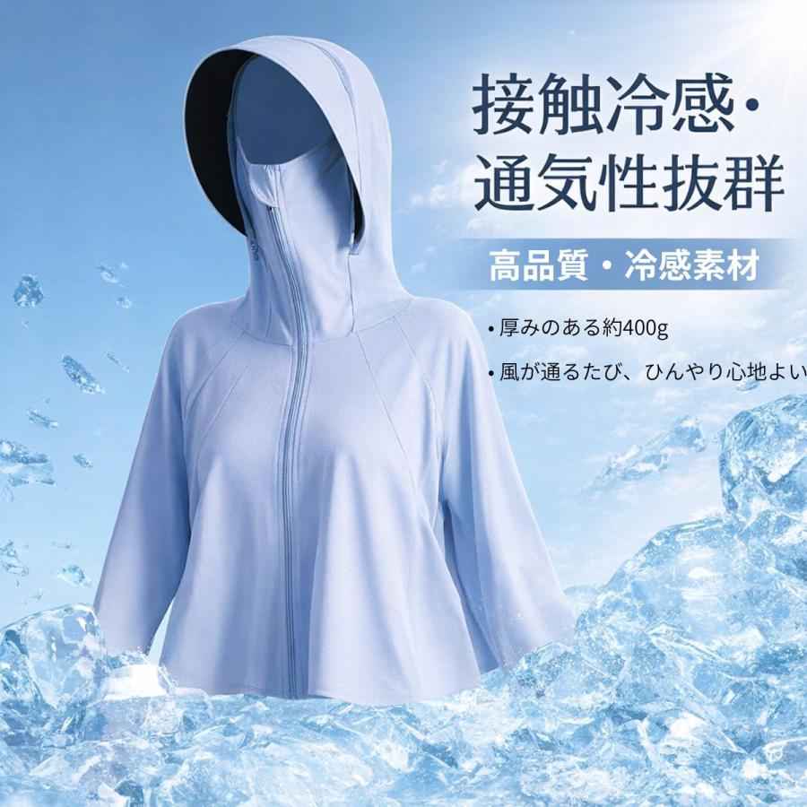 UVカット パーカー レディース 長袖 ゆったり 夏 冷感 手袋 メッシュ 素材 通気口 指穴 つば 取り外し 日焼け防止 服 薄手 吸湿 速乾 紫外線対策 | ブランド登録なし | 18