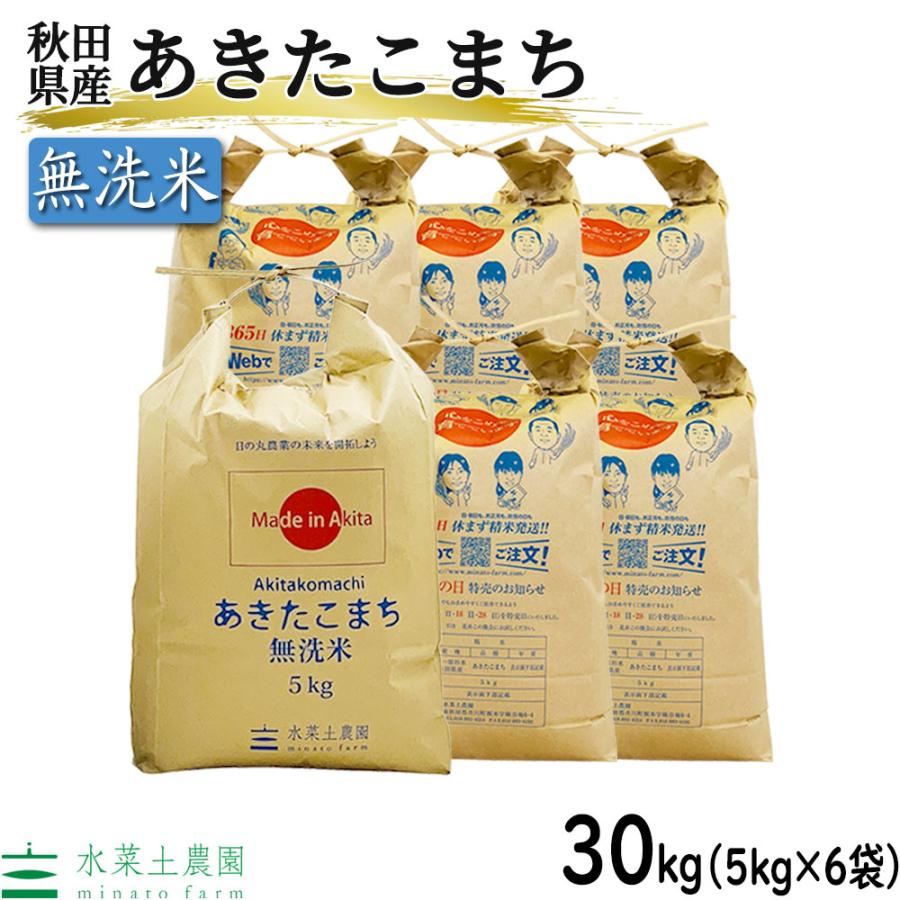 あきたこまち お米 米 30kg (5kg×6袋) 無洗米 秋田県産 農家 あきたこまち お米 米 30kg (5kg×6袋) 無洗米 秋田県産 農家