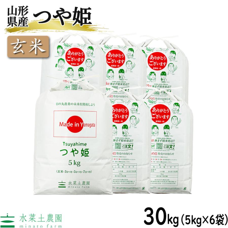 山形県産新米つや姫30kg(5kg×6袋)白米 つや姫 米 お米 5kg×6 玄米30kg 令和6年産 山形産 白米・無洗米