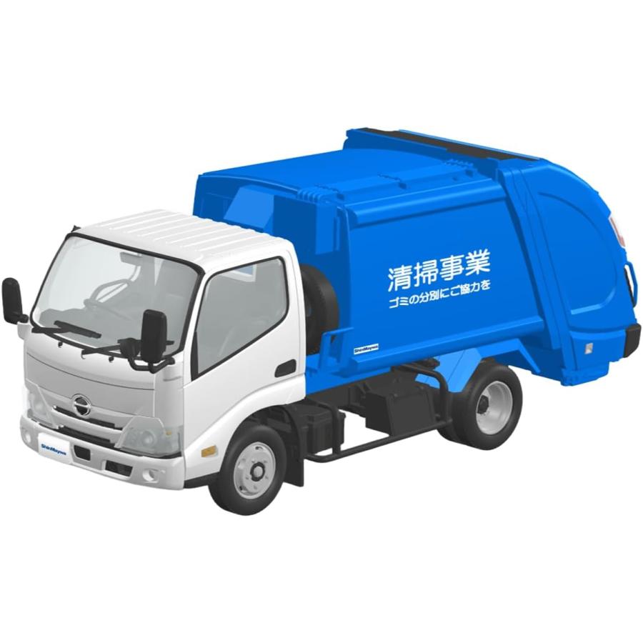 楽プラ１／３２日野デュトロ清掃車水色塗装汚れ錆び塗装 完成品 青島文化教材社 No.25-PK 1/32 日野 デュトロ パッカー車 アオシマ 楽