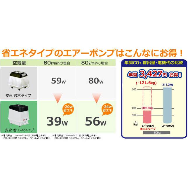 安永エアポンプ エアーポンプ EP-80G EP-80E 逆洗タイマー付 省エネ型 (定格風量80L/min 2口ポンプ 電磁式) [浄化槽 ばっ気 左側散気 EP-80GL 右側散気 EP-80GR]｜minatodenki｜06