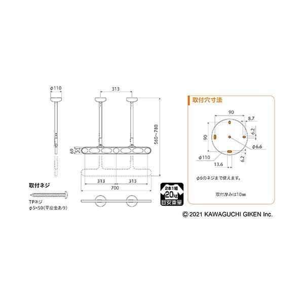 ホスクリーン 軒天用物干し Z-207型 ライトブロンズ Z-207-LB[軒天用物干し Z型 傾斜 川口技研 shimizu]の画像