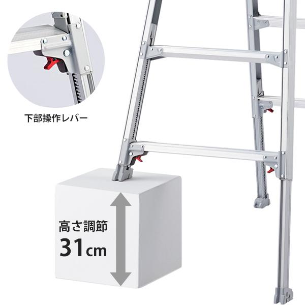 ハセガワ 長谷川工業 アルミ伸縮式脚立 RYZ-21c (天板高さ1.91 ハセガワ 長谷川工業 アルミ伸縮式脚立 RYZ-21c (天板高さ1.91