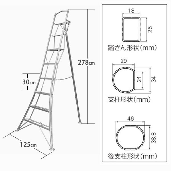 ハセガワ 長谷川工業 アルミ上枠付三脚 グリーンステップ GSU
