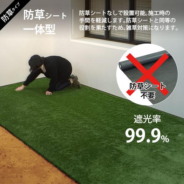 MINATOWORKS 人工芝 防草シート 一体型 1m×2m ロール デラックス仕様 