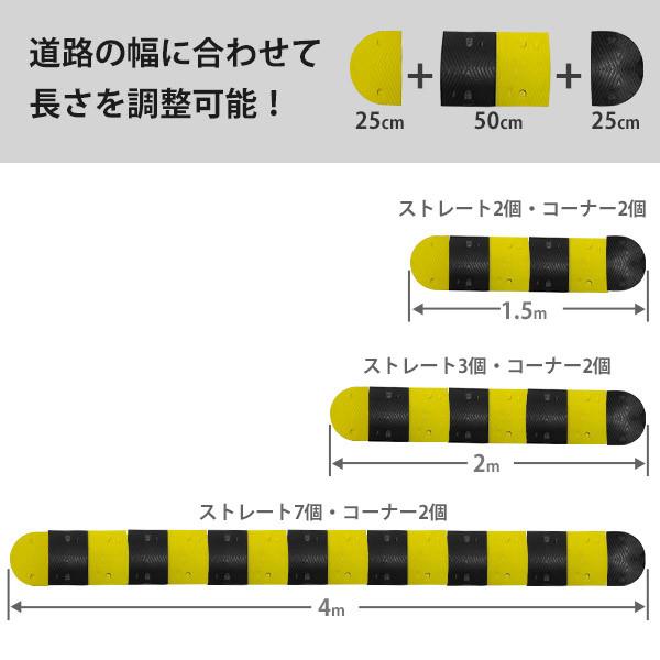 高品質 天然合成 ゴム製 減速帯 2mセット （ストレート3個＋コーナー2