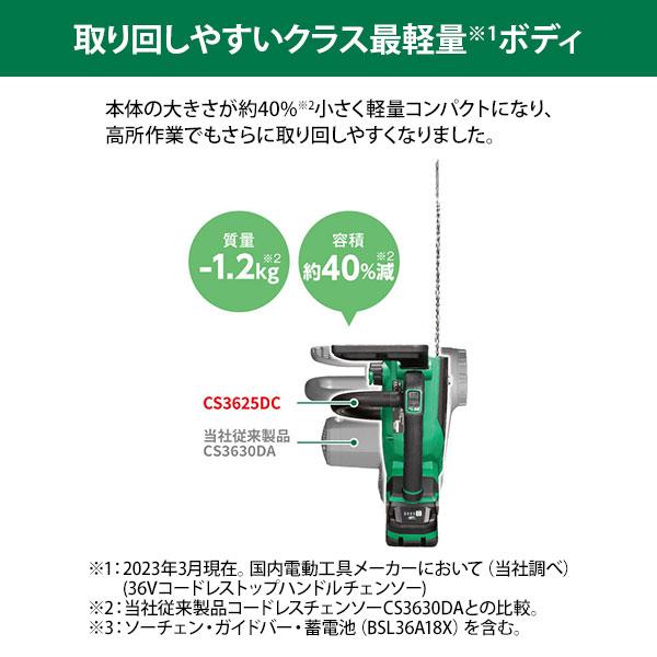 マルチボルト HiKOKI 36V コードレスチェンソー CS3625DC(XPZ