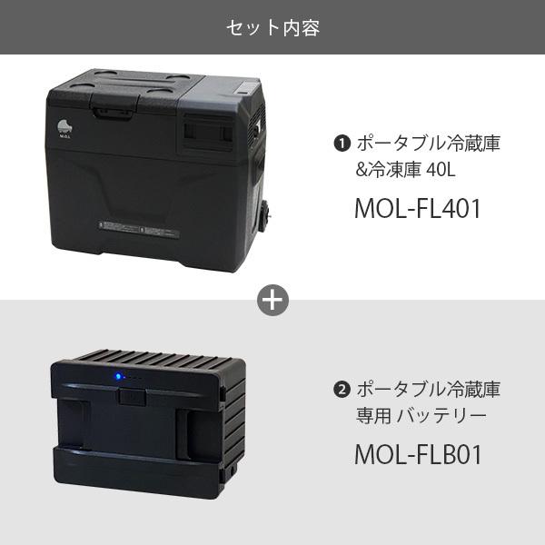 M.O.L ポータブル冷蔵庫＆冷凍庫 MOL-FL401＋バッテリーセット [MOL 