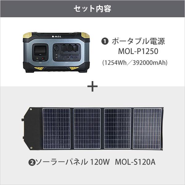 M.O.L ポータブル電源 MOL-P1250+ソーラーパネル MOL-S120A M.O.L ポータブル電源 MOL-P1250+ソーラーパネル MOL-S120A