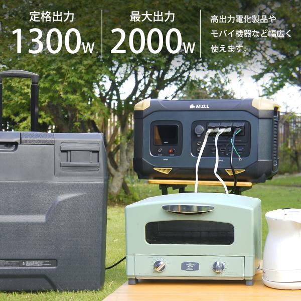 M.O.L ポータブル電源 MOL-P1250＋ソーラーパネル MOL-S120Aセット [ポータブルバッテリー 蓄電器　非常用電源 アウトドア キャンプ 災害 防災 停電 家庭用]の画像