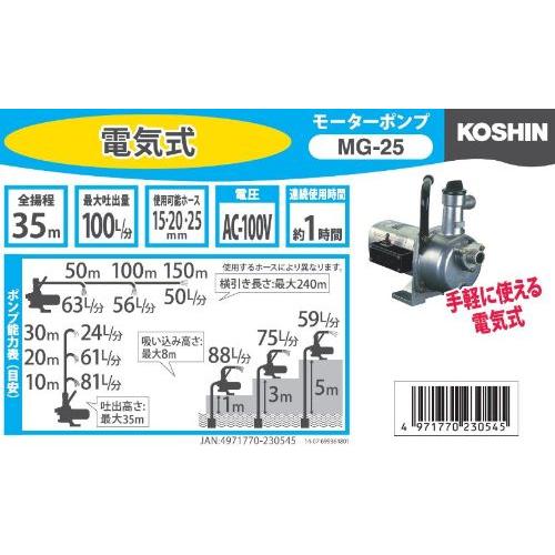 工進 モーターポンプ ハウスメイト 出力350W MG-25 [農業 散水 渇水