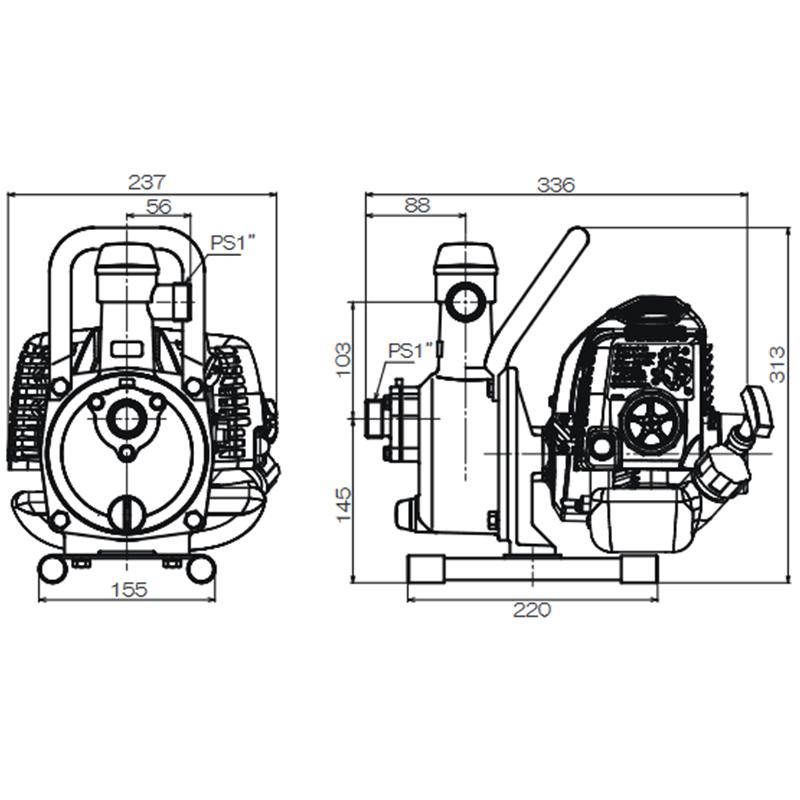 工進（KOSHIN） 高性能自給式 2サイクル エンジンポンプ SEV-25L (口径