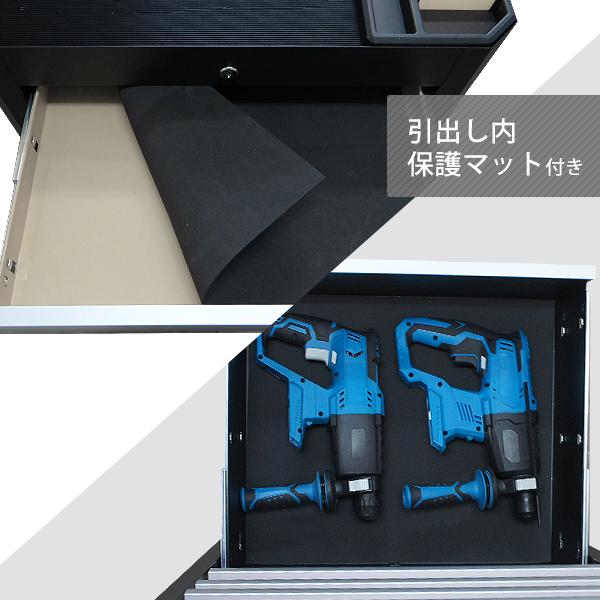 高耐久型 ローラーキャビネット＋ツールチェスト 13段 (マットブラック塗装/キャスター付き) [TB-2660A TB-2670B キャビネット ツールボックス]の画像
