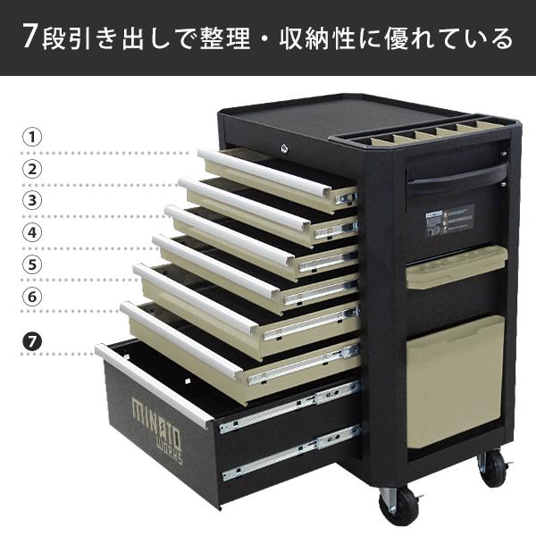 高耐久型 ローラーキャビネット＋ツールチェスト 13段 (マットブラック塗装/キャスター付き) [TB-2660A TB-2670B キャビネット ツールボックス]の画像