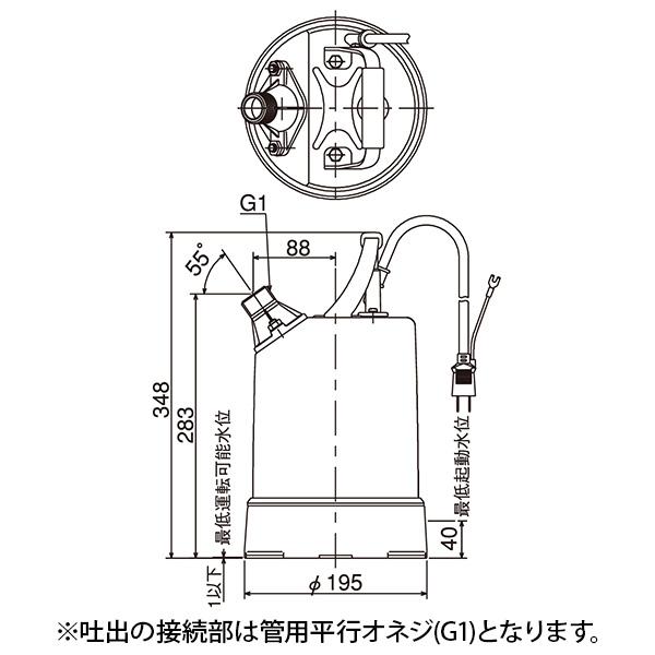 寺田ポンプ 水中ポンプ(底水用) S-500LN (100V500W)口径25Φ残水処理用