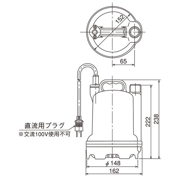 寺田ポンプ バッテリー水中ポンプ S12D-80 (DC12V) [テラダポンプ,清水