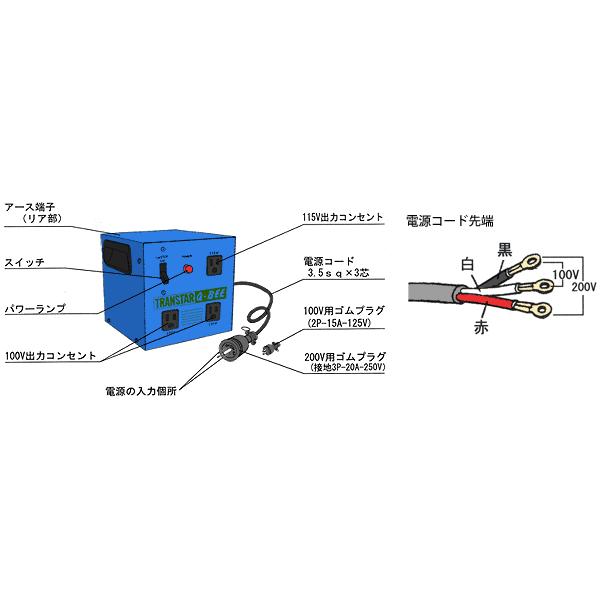 スズキッド ダウントランス トランスター STX-3QB (昇圧機能付き) [スター電器 SUZUKID 降圧変圧器 降圧トランス]｜minatodenki｜04