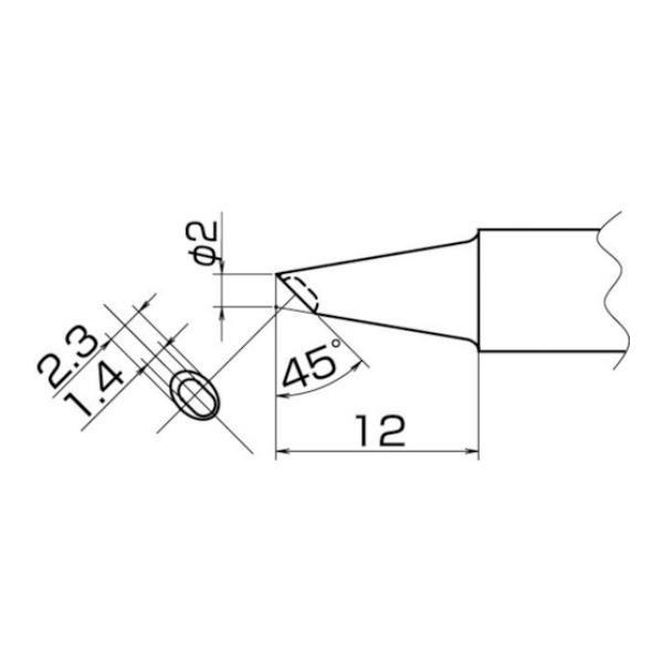 白光 こて先 2BC型 溝付 はんだメッキ 1mm T20BCM2 [T20-BCM2][r20][s9-010]｜minatodenki