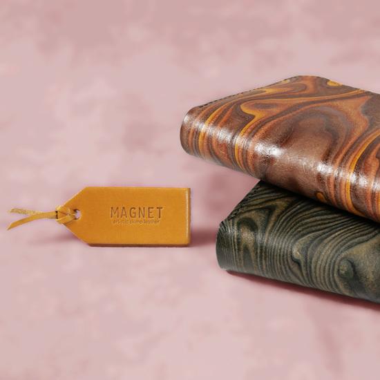 MAGNET スキモレザー 本革 牛革 二つ折り 長財布 ウォレット 木目調 柄