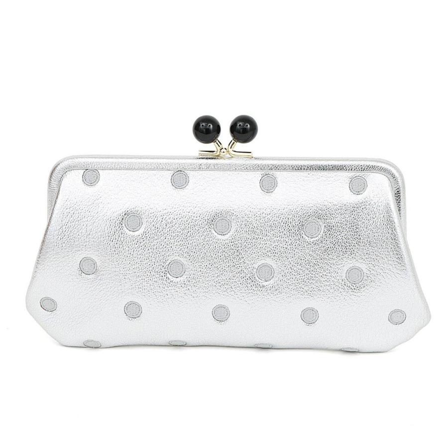 perche（ペルケ） 長財布 財布 レディース がま口財布 シルバードット