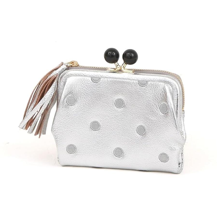 財布 レディース がま口財布 シルバー ドット ペルケ Perche アンビリオン アクリル玉 本革 革 おしゃれ さいふ お財布 小銭入れ がま口 財布 レディース がま口財布 シルバー ドット ペルケ Perche
