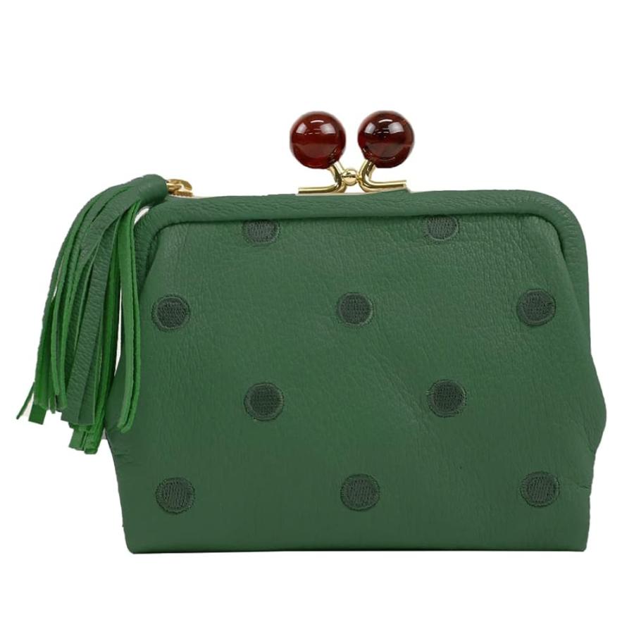 財布 レディース がま口財布 グリーン 緑 ペルケ Perche アンビリオン アクリル玉 本革 革 おしゃれ さいふ お財布 小銭入れ がま口 財布 レディース がま口財布 グリーン 緑 ペルケ Perche アンビリオン
