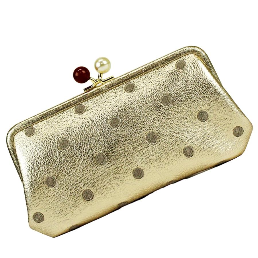 長財布 財布 レディース がま口財布 ゴールドドット Perche ペルケ アクリル玉 GDDOT 本革 革 おしゃれ さいふ お財布 小銭入れ がま口 長財布 財布 レディース がま口財布 ゴールドドット Perche ペルケ