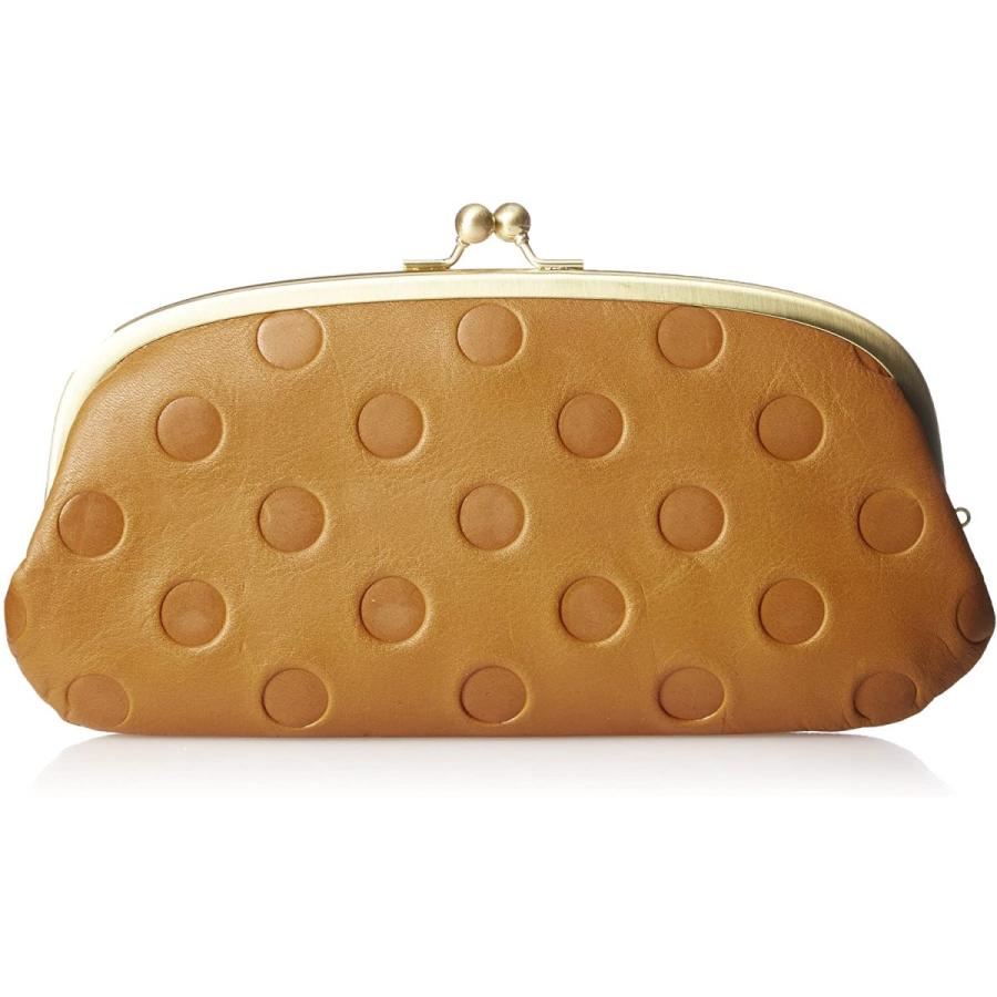 Un Signet 小銭入れ アンシグネ カウレザー がま口 ドット柄 長財布 キャメル ドット柄 財布