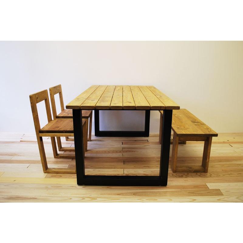 ダイニングテーブルセット ハンドメイド ブラウ 1400幅 無垢材 スノコ天板 ベンチ チェア 4点セット 4人 ダイニングテーブル アイアン アイアン脚 北欧 西海岸 Dt14 S 家具 雑貨専門 サダモクデザイン 通販 Yahoo ショッピング