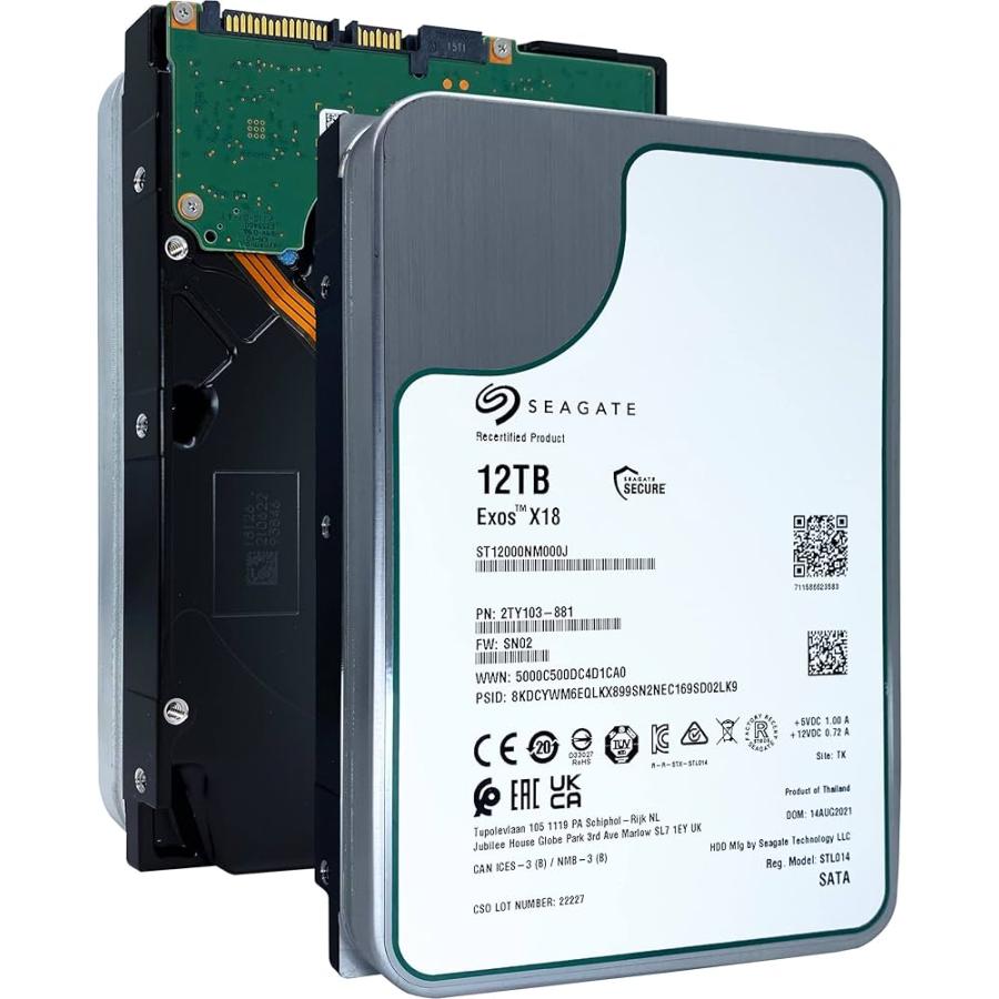 Seagate製 ExosX18 3.5インチ内蔵HDD ST12000NM00J 12TB 7200RPM SATA600 256MB エンタープライズモデル メーカーリファービッシュ 180日間保証【整備済み品】（Yahoo!・PC・PC周辺機器専門店 港未来ベストアE）