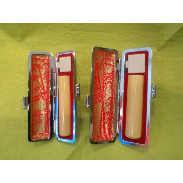 個人印鑑　はんこ　２本セット　柘　実印　18ミリ　柘　銀行印　13.5ミリ